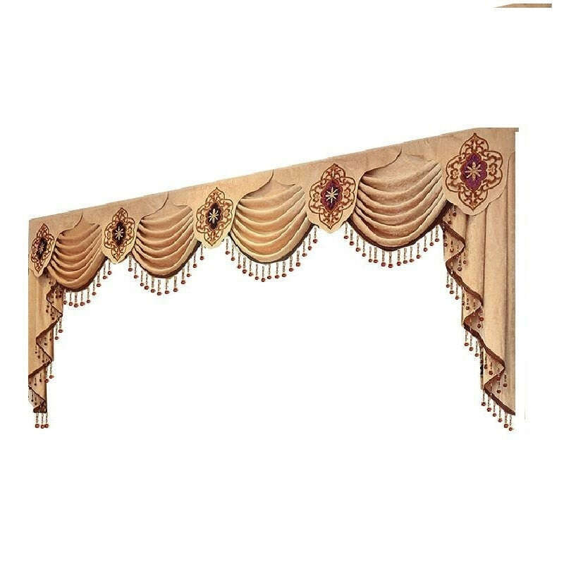 Annapolis Luxury Valance - Embroidered Beige,Valance,Discover Curtains