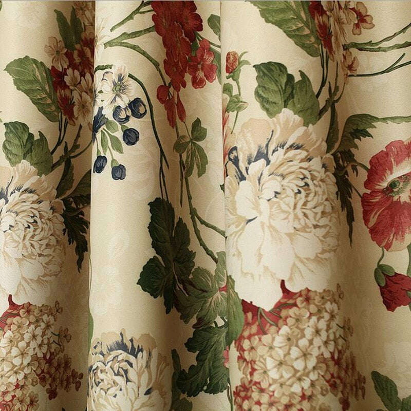 Astor Rideaux Fall Floral Print Curtains - Beige,Print Polyester,Discover Curtains