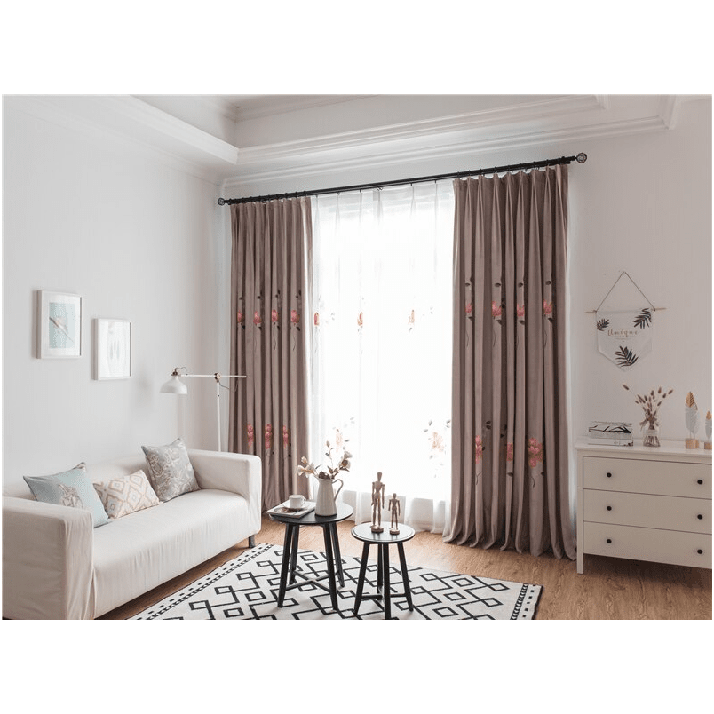 Astor Rideaux Warm Flower Hand Printed Blackout Curtain - Purple,Print Polyester,Discover Curtains