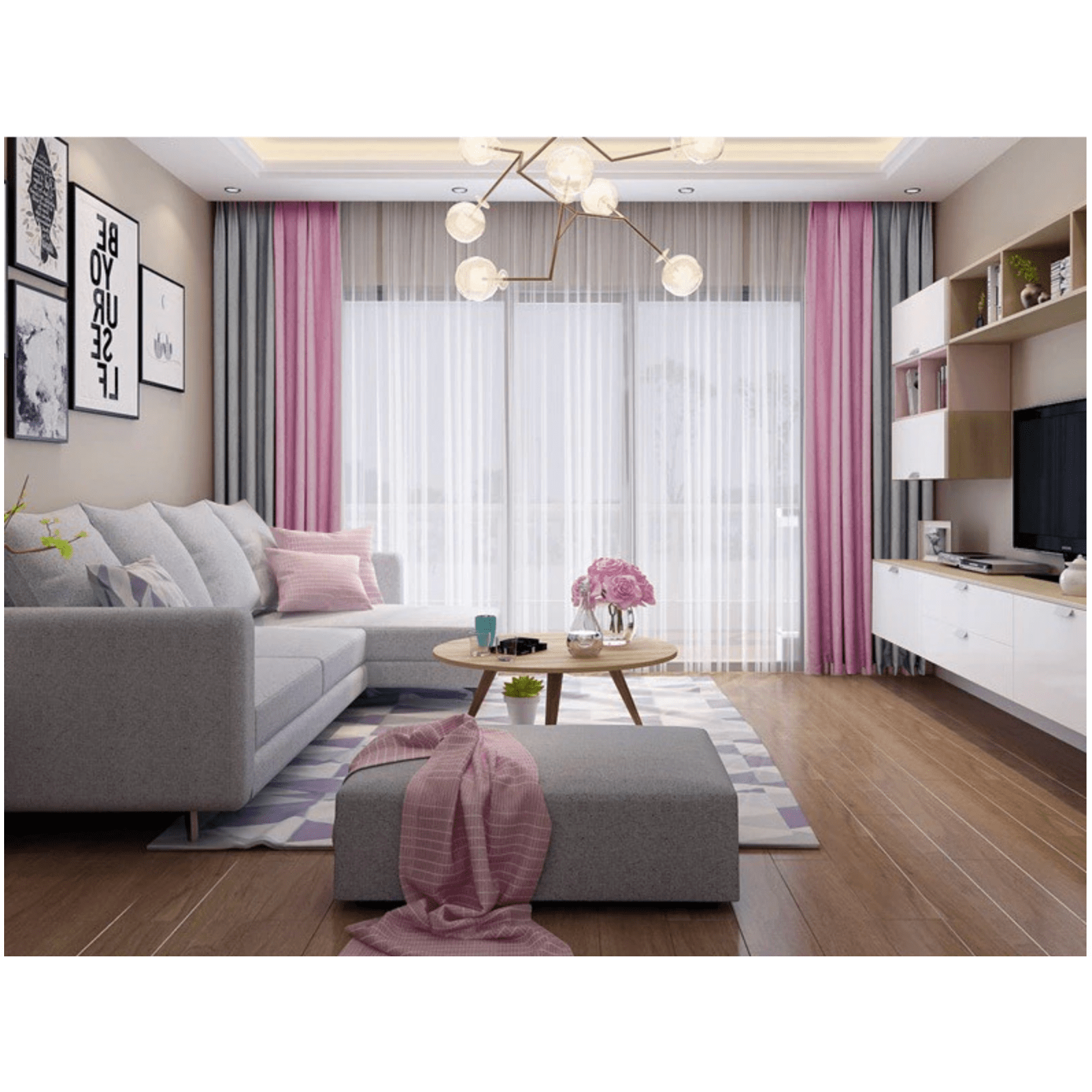 Brittany 2-Tone Blackout Curtains - Pink Gray,Linen Curtains,Discover Curtains
