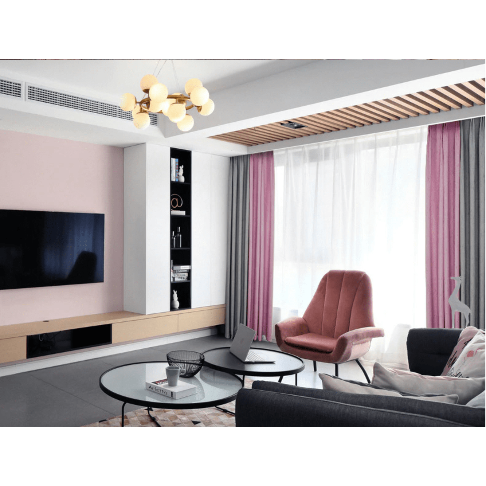 Brittany 2-Tone Blackout Curtains - Pink Gray,Linen Curtains,Discover Curtains