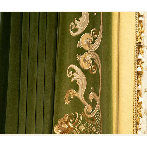 Brittany Luxury Designer Velvet Curtain - Lush Green & Yellow,Velvet Curtains,Discover Curtains