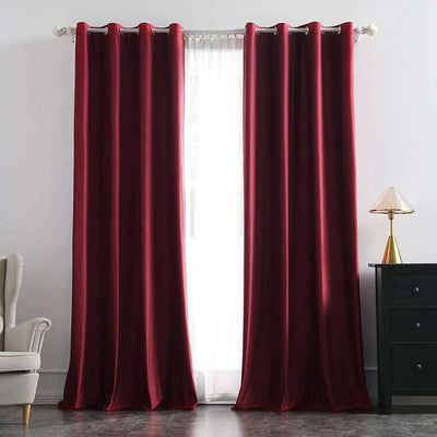 Brittany Velvet Plain Curtains - Burgundy