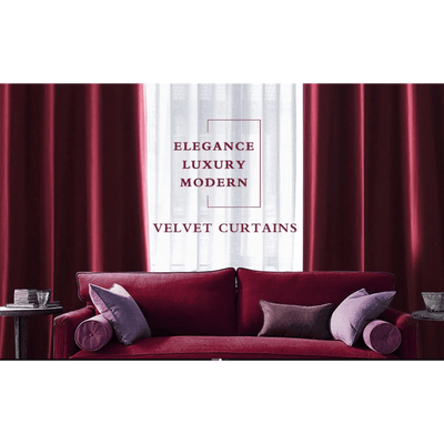 Brittany Velvet Plain Curtains - Burgundy