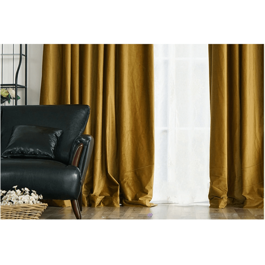 Brittany Velvet Plain Curtains - Ginger Gold,Velvet Curtains,Discover Curtains