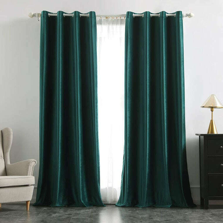 Brittany Velvet Plain Curtains - Pine Green,Velvet Curtains,Discover Curtains