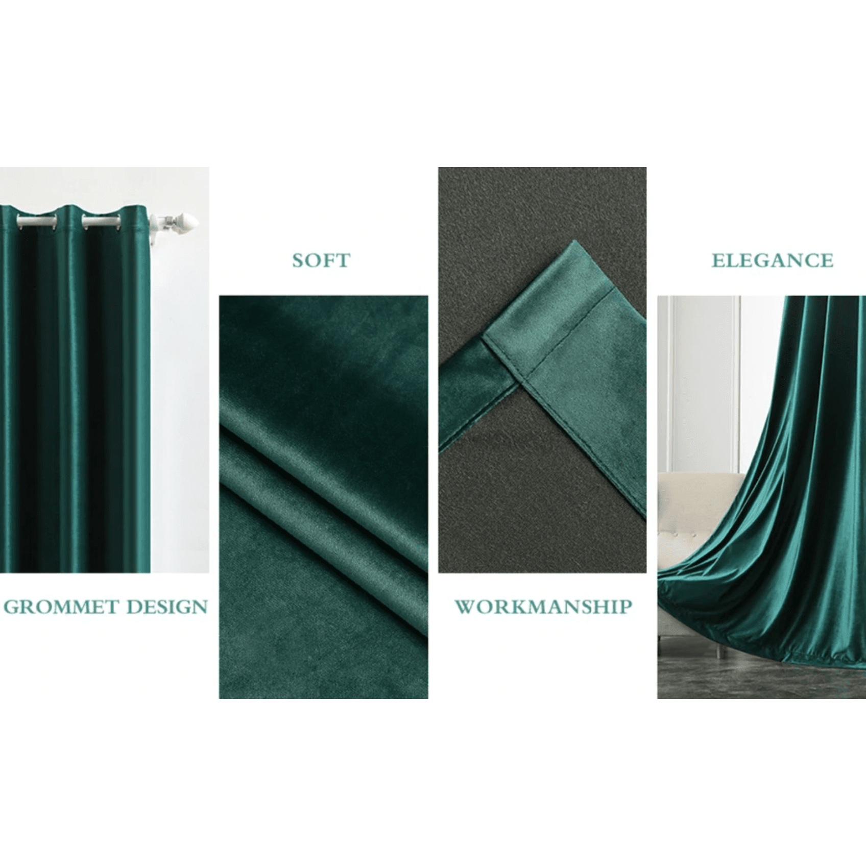 Brittany Velvet Plain Curtains - Pine Green,Velvet Curtains,Discover Curtains