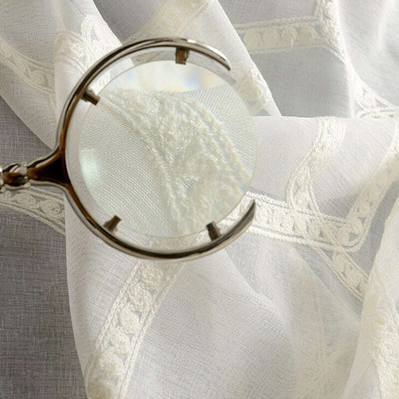 Brittany White Honeycomb Embroidery Sheer Curtain,Sheer Curtains,Discover Curtains