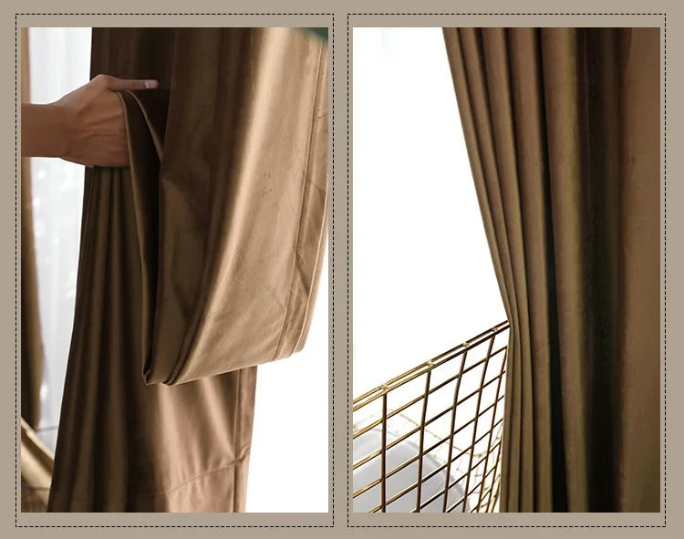 Jason Modern Plain Blackout Insulated Fire Retardant Curtains - Coffee Brown