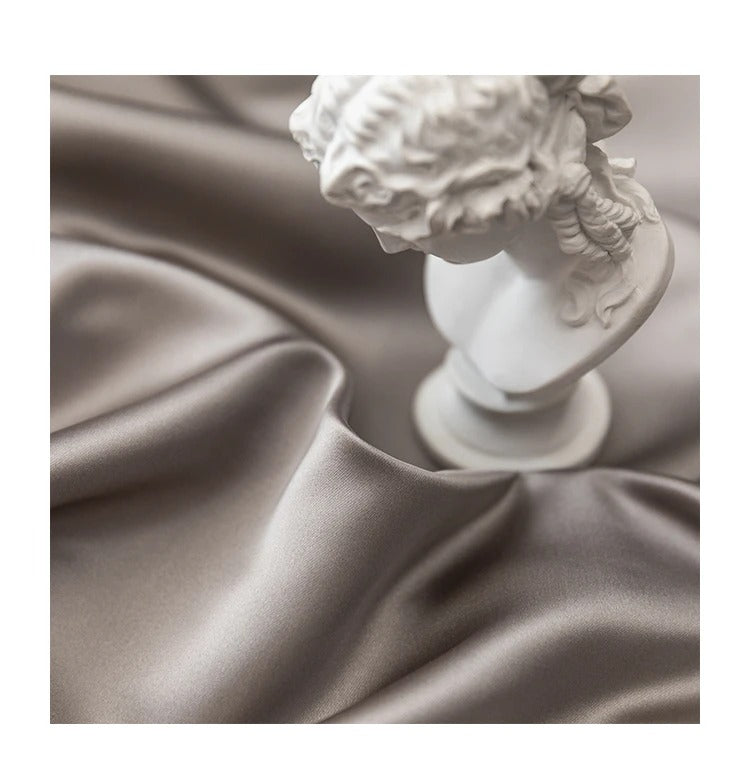 Homespun Faux Silk Plain Curtains - Pale Silver