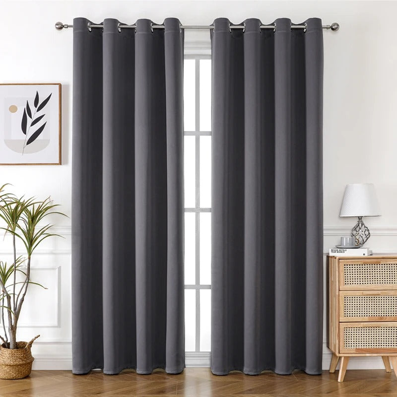 Jason Modern Plain Blackout Insulated Fire Retardant Curtains - Gray