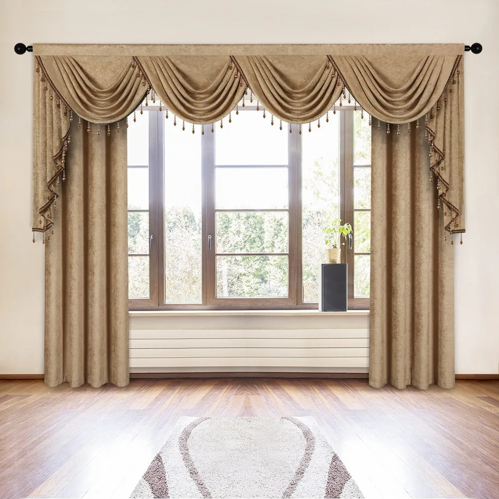 Mila Classic Plain Velvet Valance - Taupe,Valance,Discover Curtains