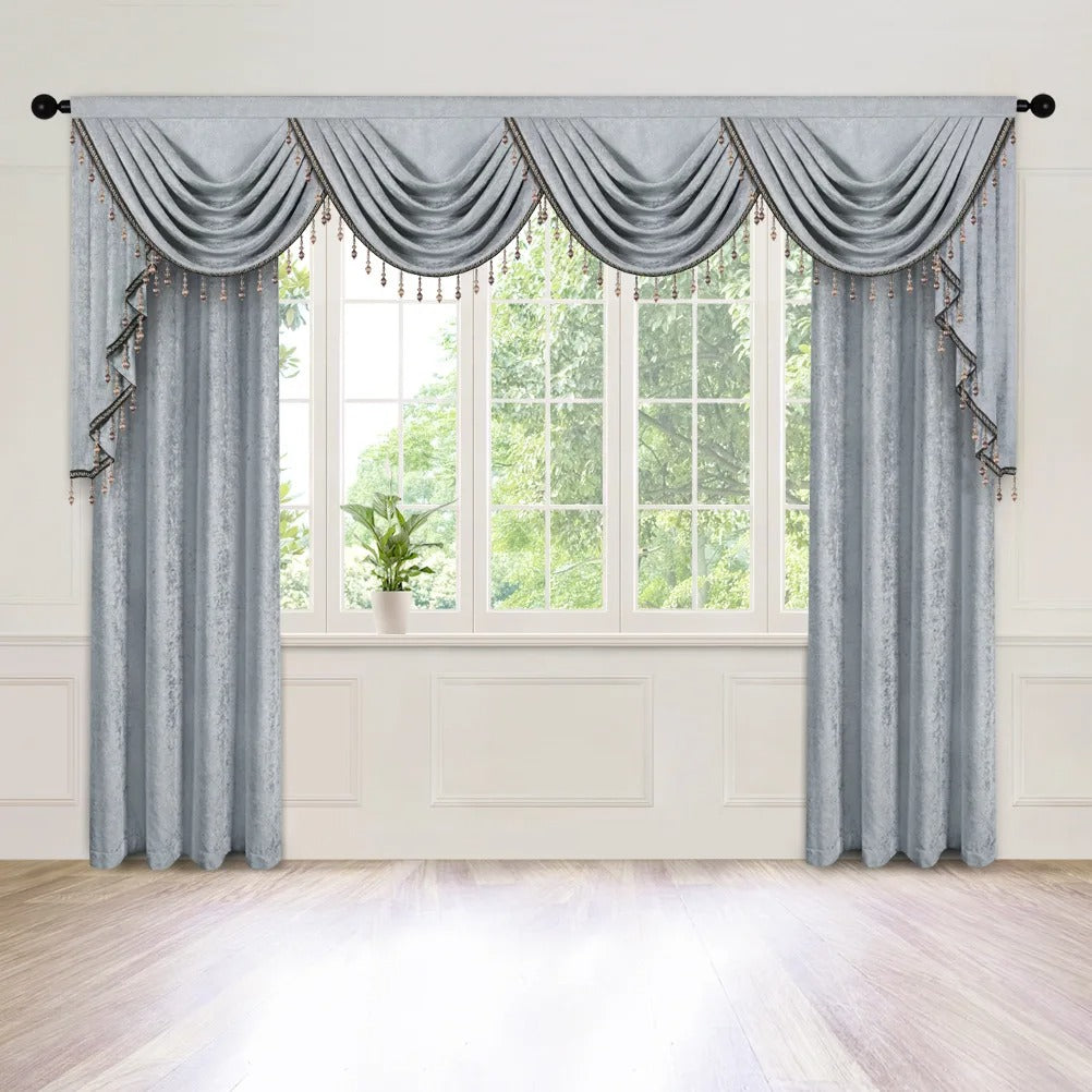 Mila Classic Plain Velvet Valance - Silver,Valance,Discover Curtains