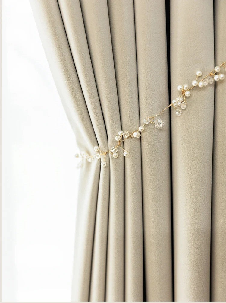 Jason Luxury Plush Velvet Curtains - Light Beige,Velvet Curtains,Discover Curtains