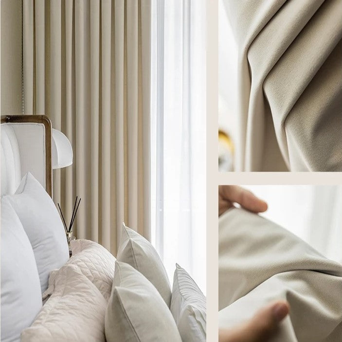 Jason Luxury Plush Velvet Curtains - Light Beige,Velvet Curtains,Discover Curtains