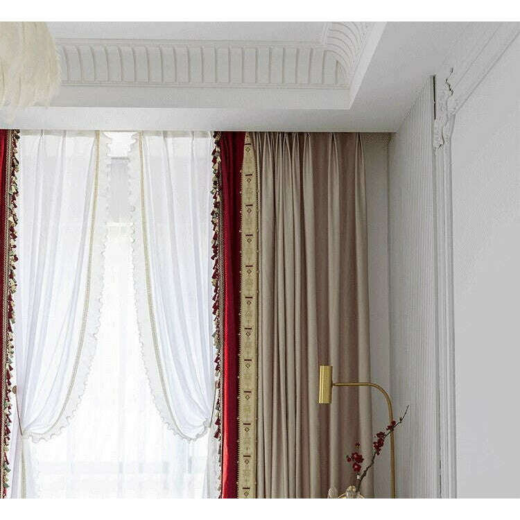 Ethan European Design Lustrous Satin Curtain - Beige and Pink,Faux Silk Satin,Discover Curtains