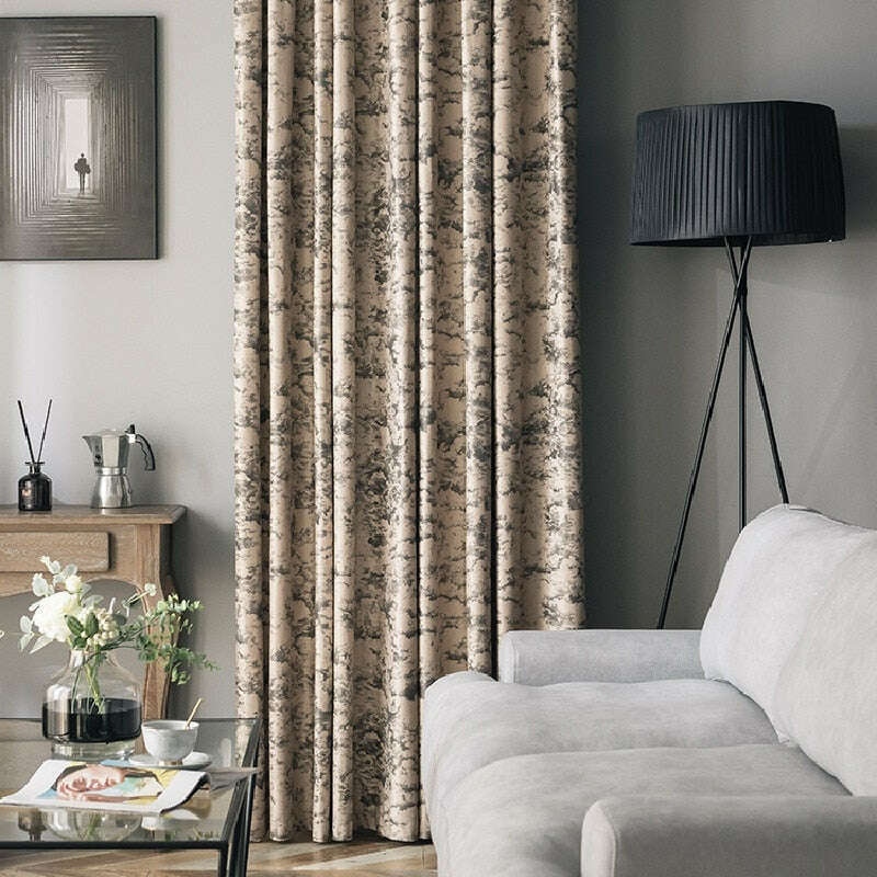 Ethan Modern Luxury Velvet Textured Curtains - Beige