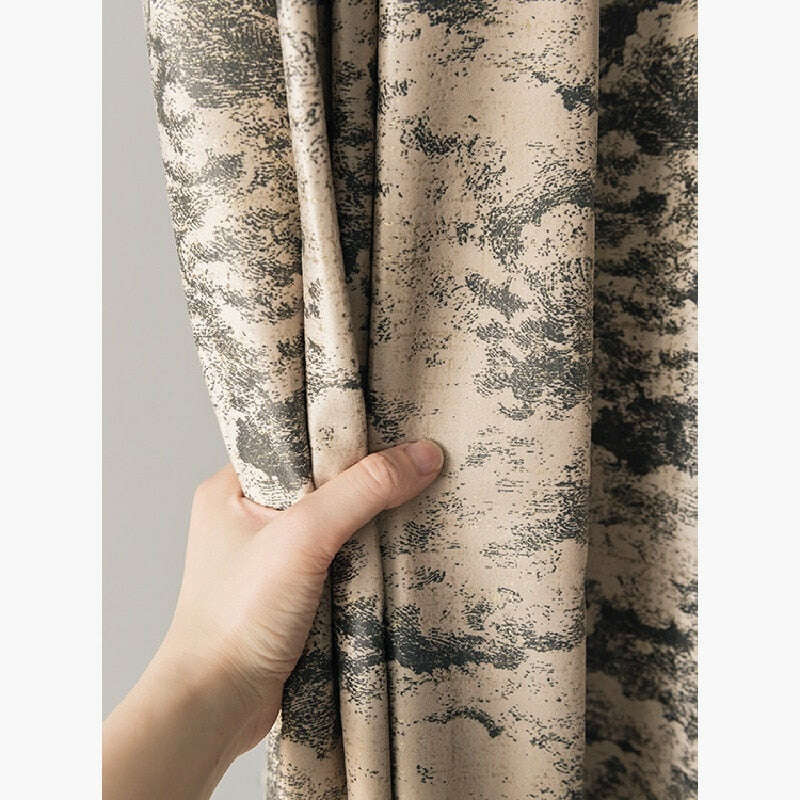 Ethan Modern Luxury Velvet Textured Curtains - Beige