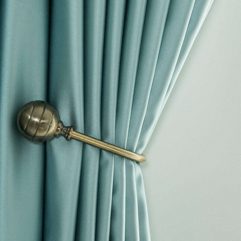 Homespun Faux Silk Plain Curtains - Sea Blue / Turquoise,Faux Silk Satin,Discover Curtains