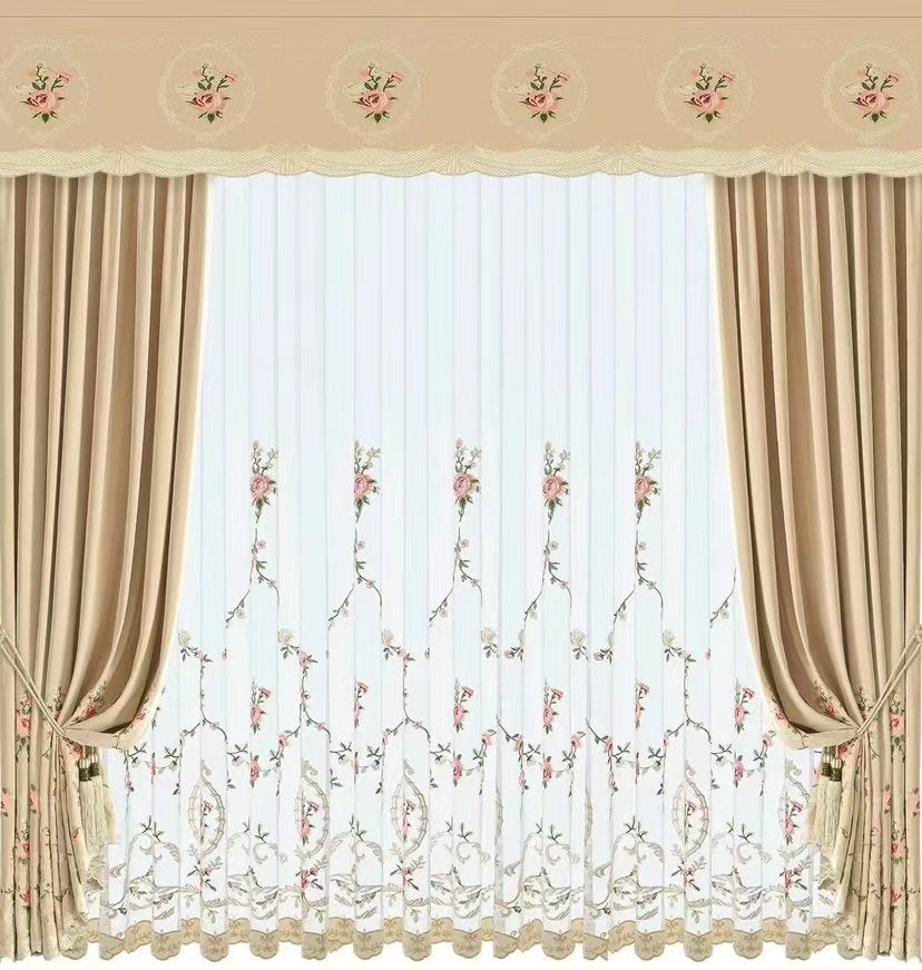 Rémy Luxury Velvet Embroidered Curtains - Beige,Velvet Curtains,Discover Curtains