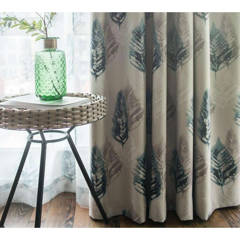 Jason Abstract Leaves Print Blackout Curtain,Print Polyester,Discover Curtains