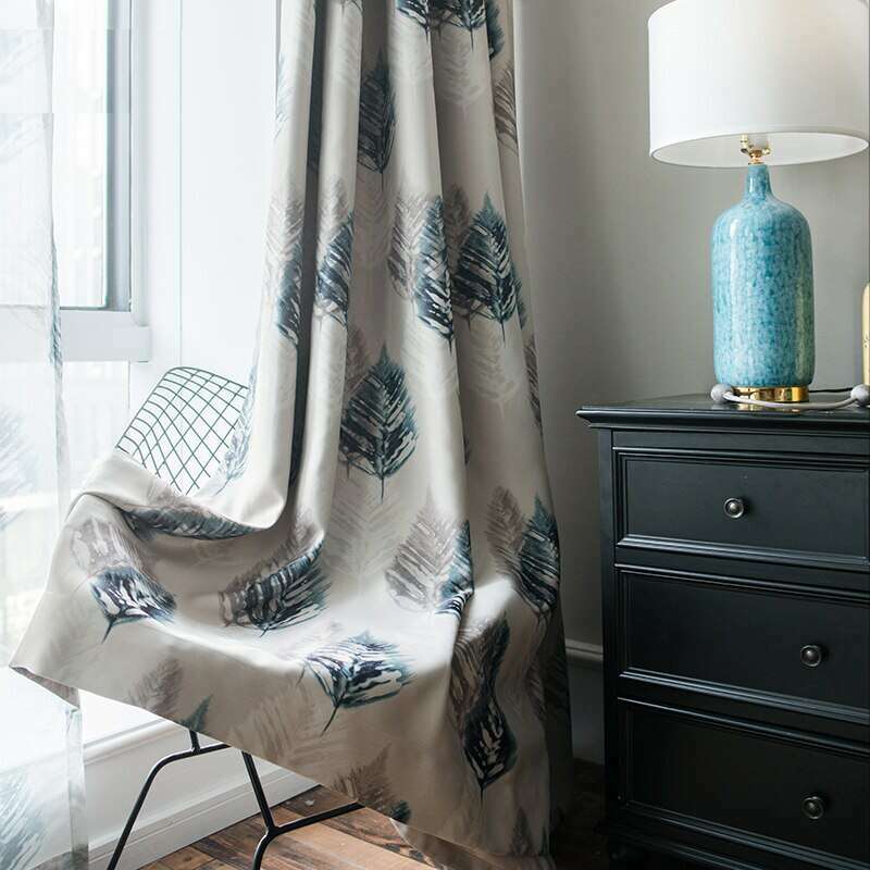 Jason Abstract Leaves Print Blackout Curtain,Print Polyester,Discover Curtains