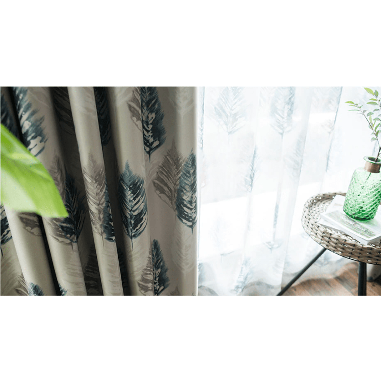 Jason Abstract Leaves Print Blackout Curtain,Print Polyester,Discover Curtains