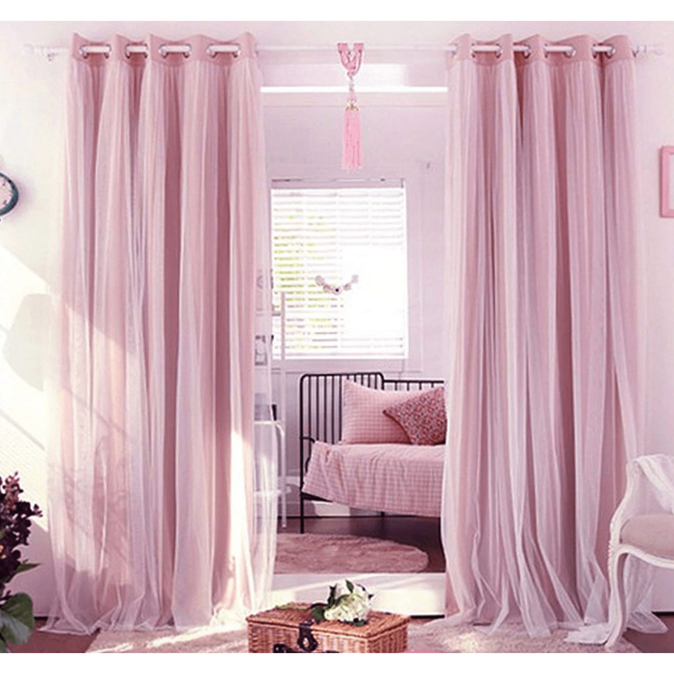 Jason Luxury Veil Curtain - Pink / Beige / Blue / White,Polyester Curtains,Discover Curtains