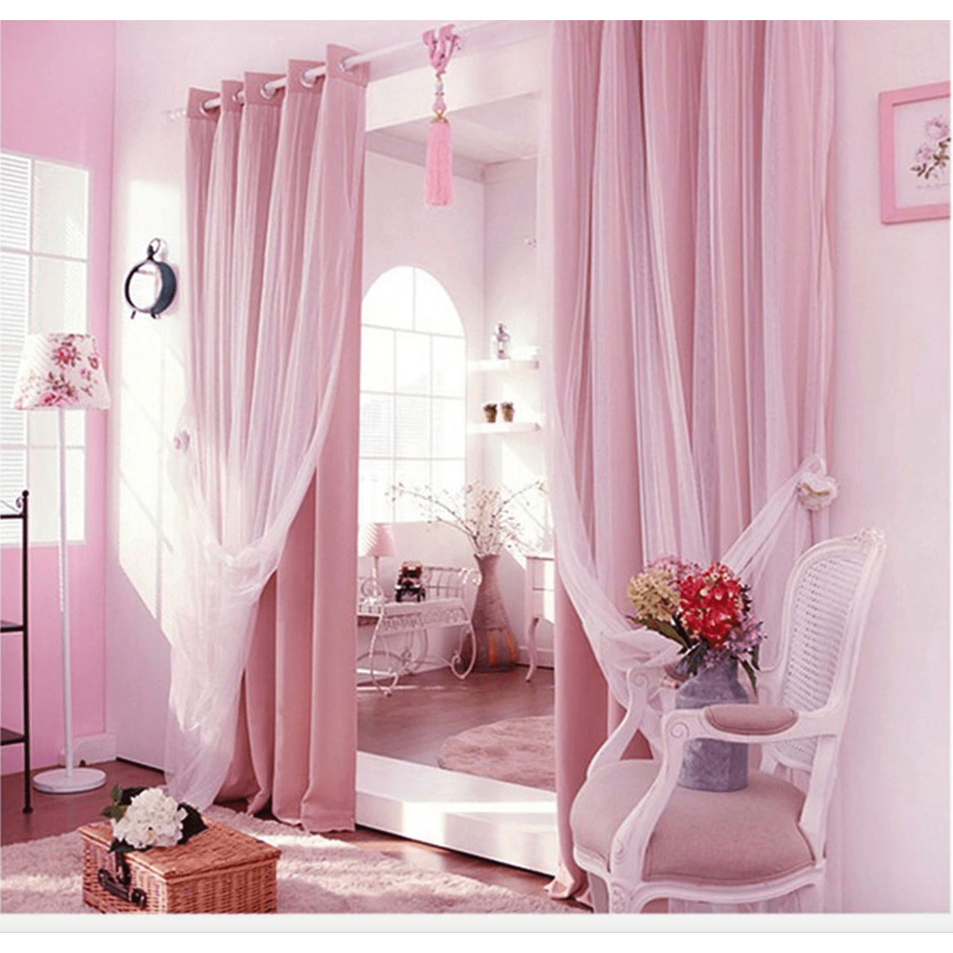 Jason Luxury Veil Curtain - Pink / Beige / Blue / White,Polyester Curtains,Discover Curtains