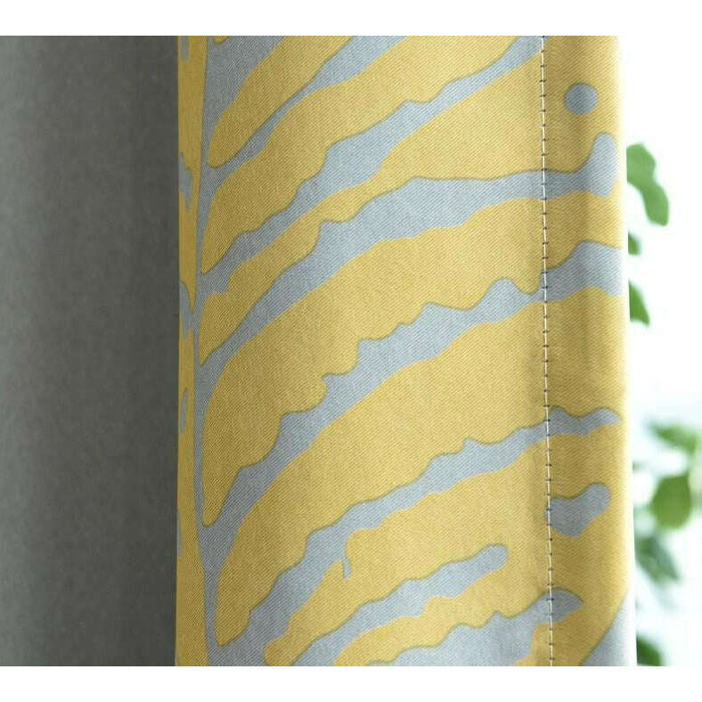 Jason Modern Gray Leaf Print Curtains,Print Polyester,Discover Curtains