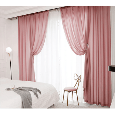 Jason Plain Velvet Sheer Curtain - Deep Pink