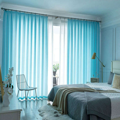 Jason Plain Velvet Sheer Curtain - Light Blue