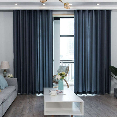 Jason Plain Velvet Sheer Curtain - Navy Blue