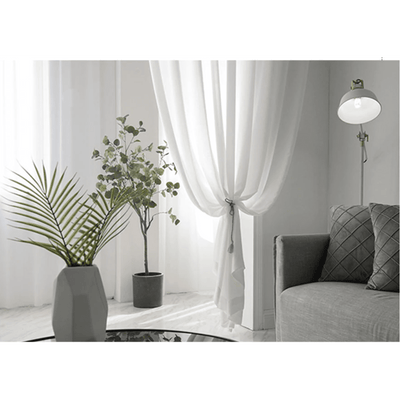 Jason Plain Velvet Sheer Curtain - White