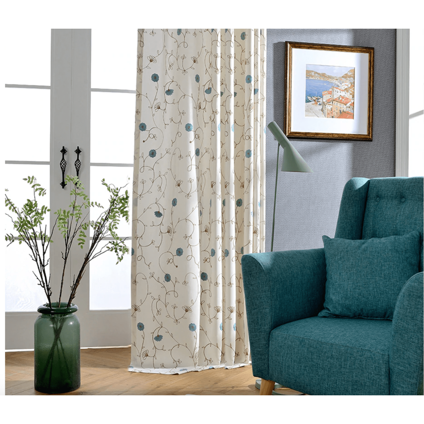 Jason Vine Embroidered Cotton Curtains