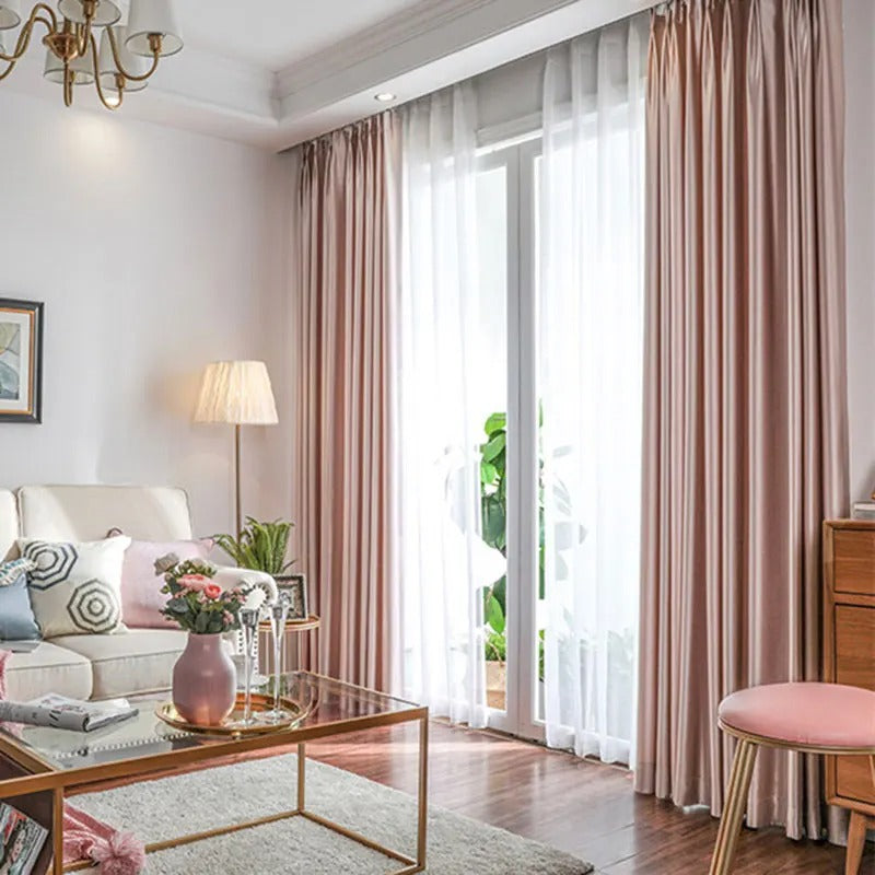 Homespun Faux Silk Plain Curtains - Pink,Faux Silk Satin,Discover Curtains