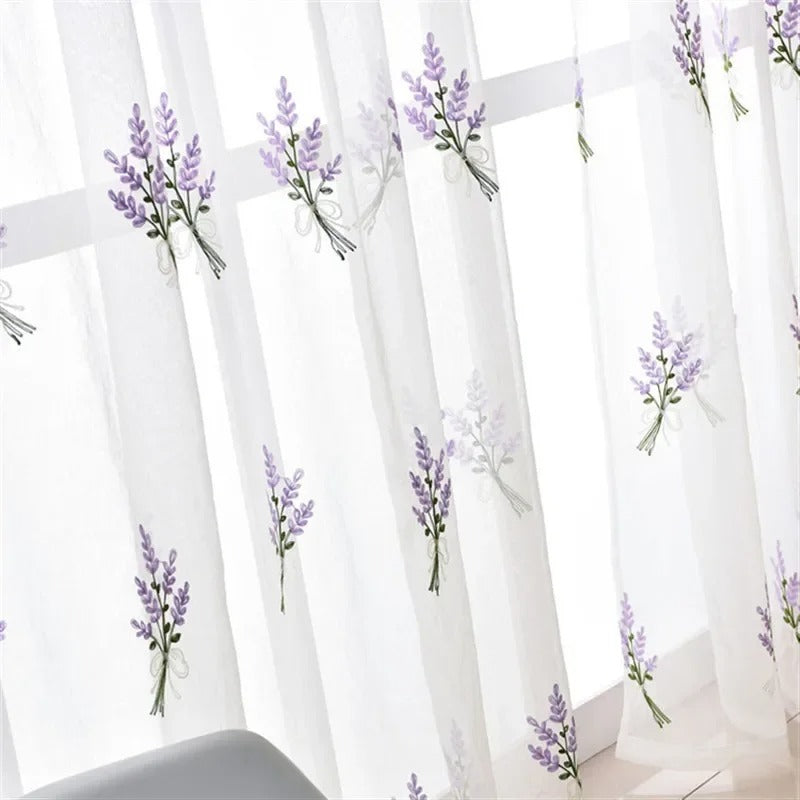 Mila Floral Embroidery Sheer Curtain