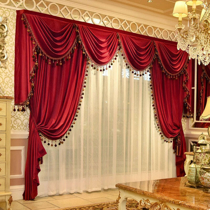 Mila Classic Plain Velvet Valance - Red,Valance,Discover Curtains
