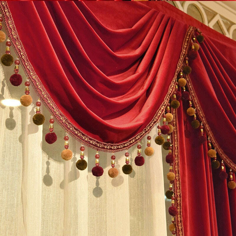 Mila Classic Plain Velvet Valance - Red,Valance,Discover Curtains