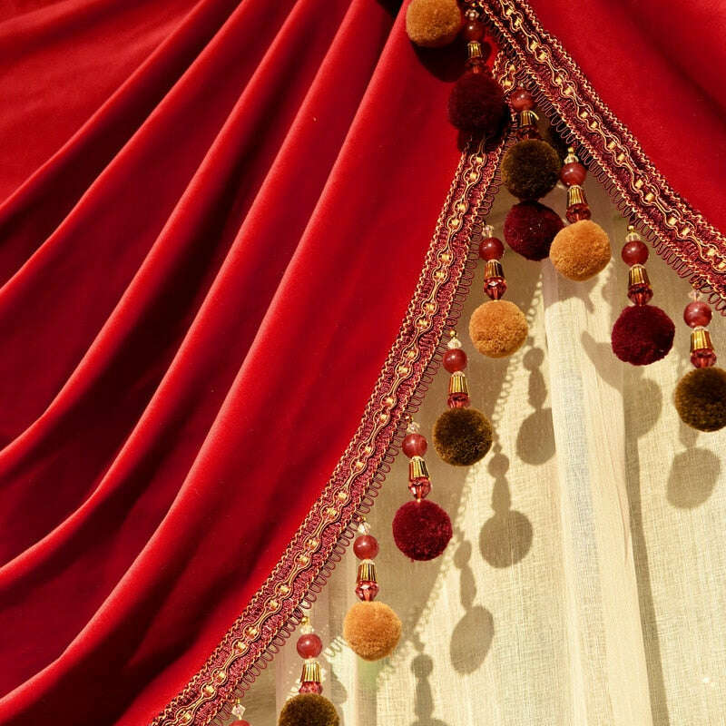 Mila Classic Plain Velvet Valance - Red,Valance,Discover Curtains