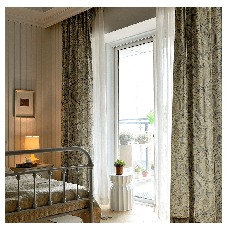 Mila French Country Print Intricate Design Curtain - Beige,Print Polyester,Discover Curtains
