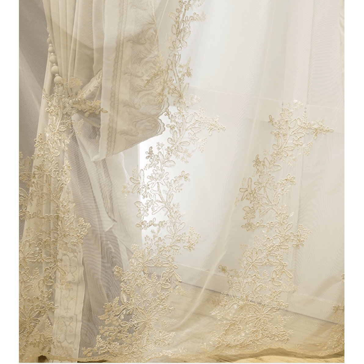 Mila French Designer Luxury Jacquard Curtain - Beige,Faux Silk Jacquard Curtain,Discover Curtains