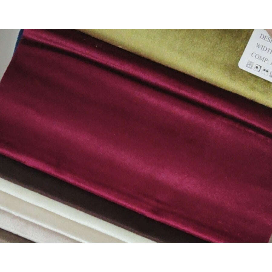 Mila Haute Couture Italian Velvet  Curtain With Pompom Lace - Burgandy Wine,Velvet Curtains,Discover Curtains
