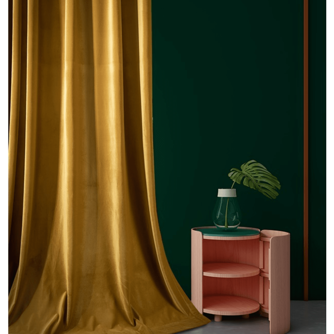 Mila Modern Luxury Plain Velvet Turmeric Yellow Curtain,Velvet Curtains,Discover Curtains