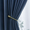 Mila Modern Luxury Plush Plain Velvet Curtains - Blue