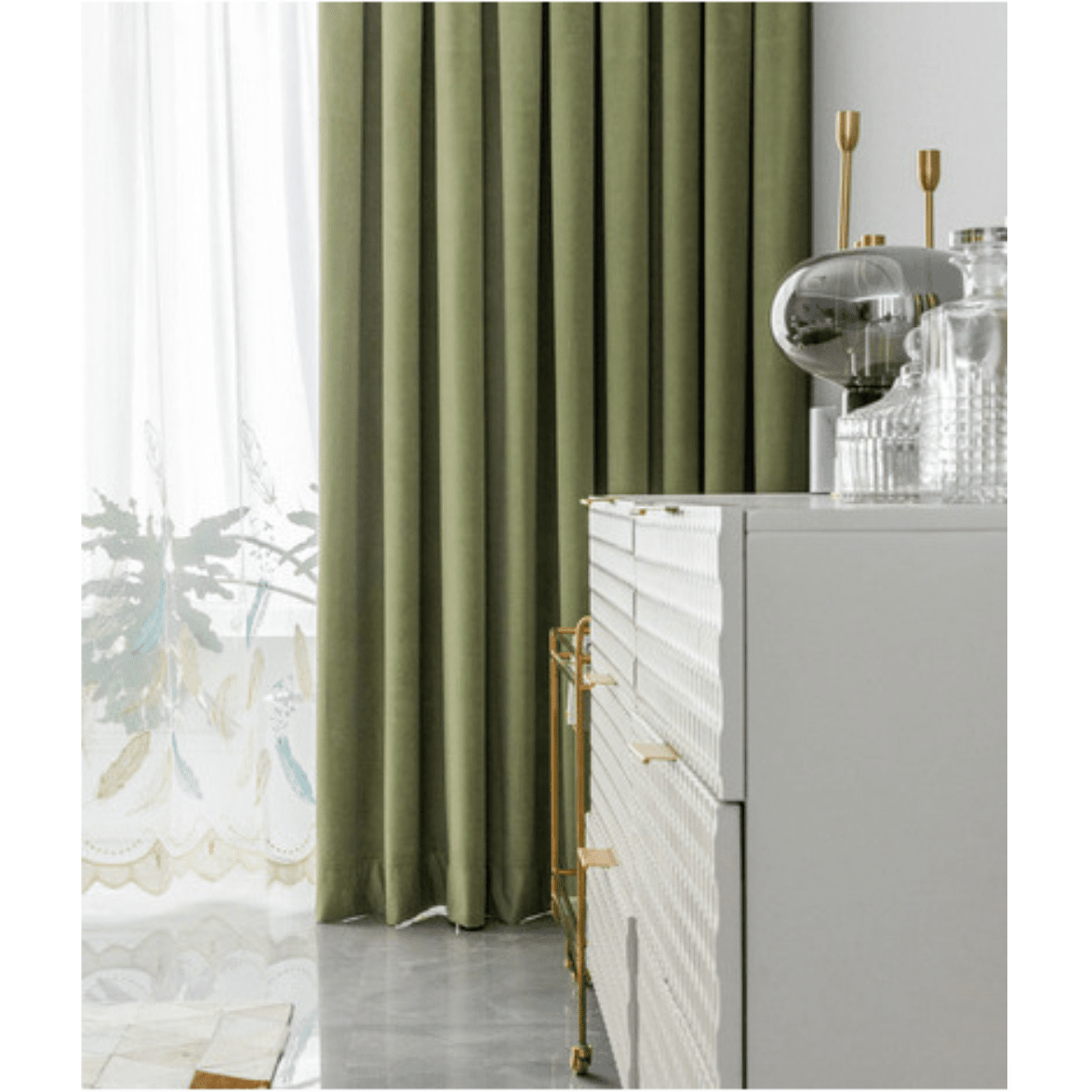 Mila Modern Luxury Plush Velvet Curtains - Light Green,Velvet Curtains,Discover Curtains