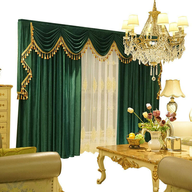 Rémy Classic Velvet Valance - Green,Valance,Discover Curtains