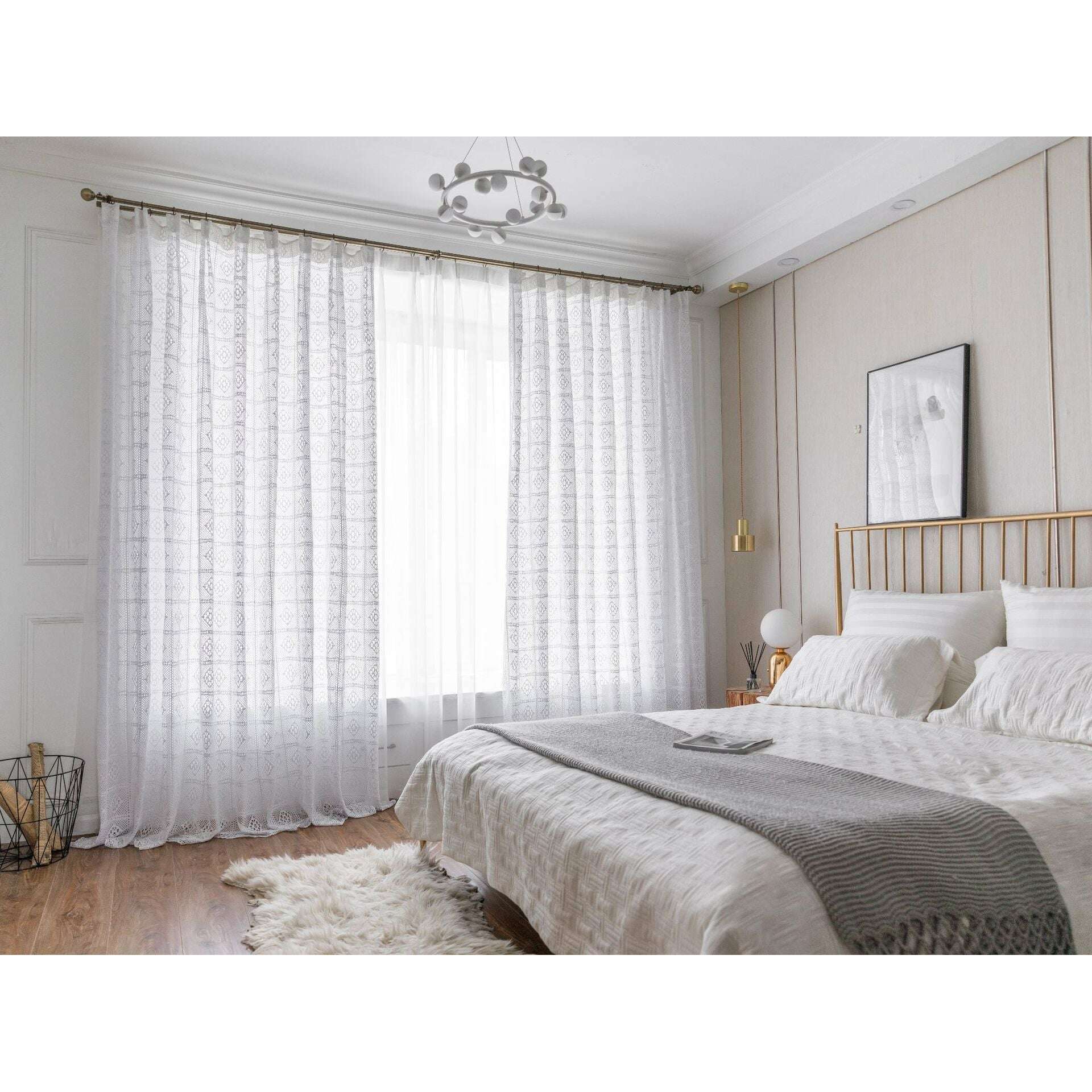 Rémy Crochet Sheer Curtains - Green / Pink,Sheer Curtains,Discover Curtains