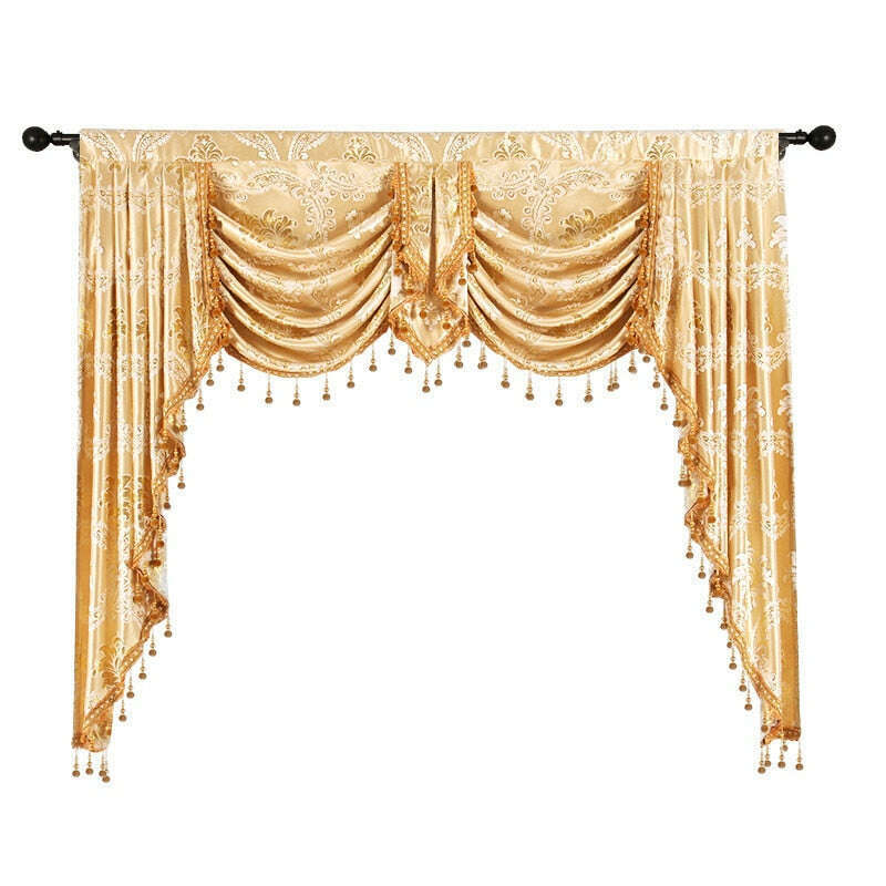 Rémy European Jacquard Flower and Leaves Valance - Yellow,Valance,Discover Curtains