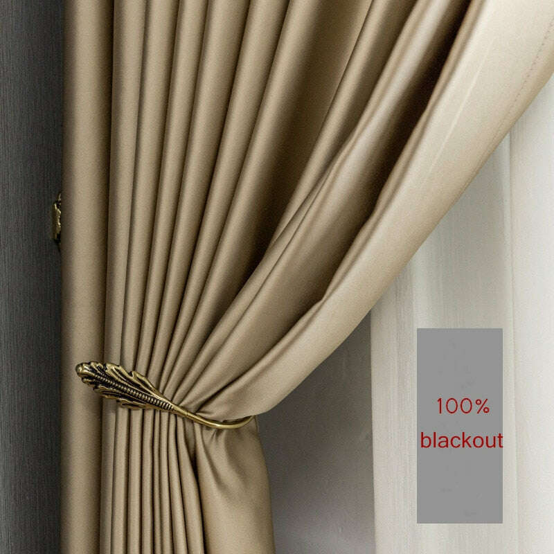 Rémy Gold Satin Plain Blackout Thermal Curtains,Faux Silk Satin,Discover Curtains